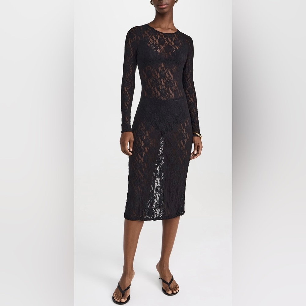 Signature Lace Long Sleeve Midi Dress NWT